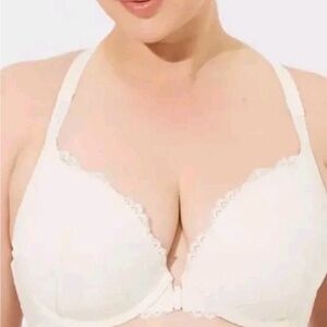 Torrid 46DDD White Lace Push-up Plunge Emma Racerback Bra NWT